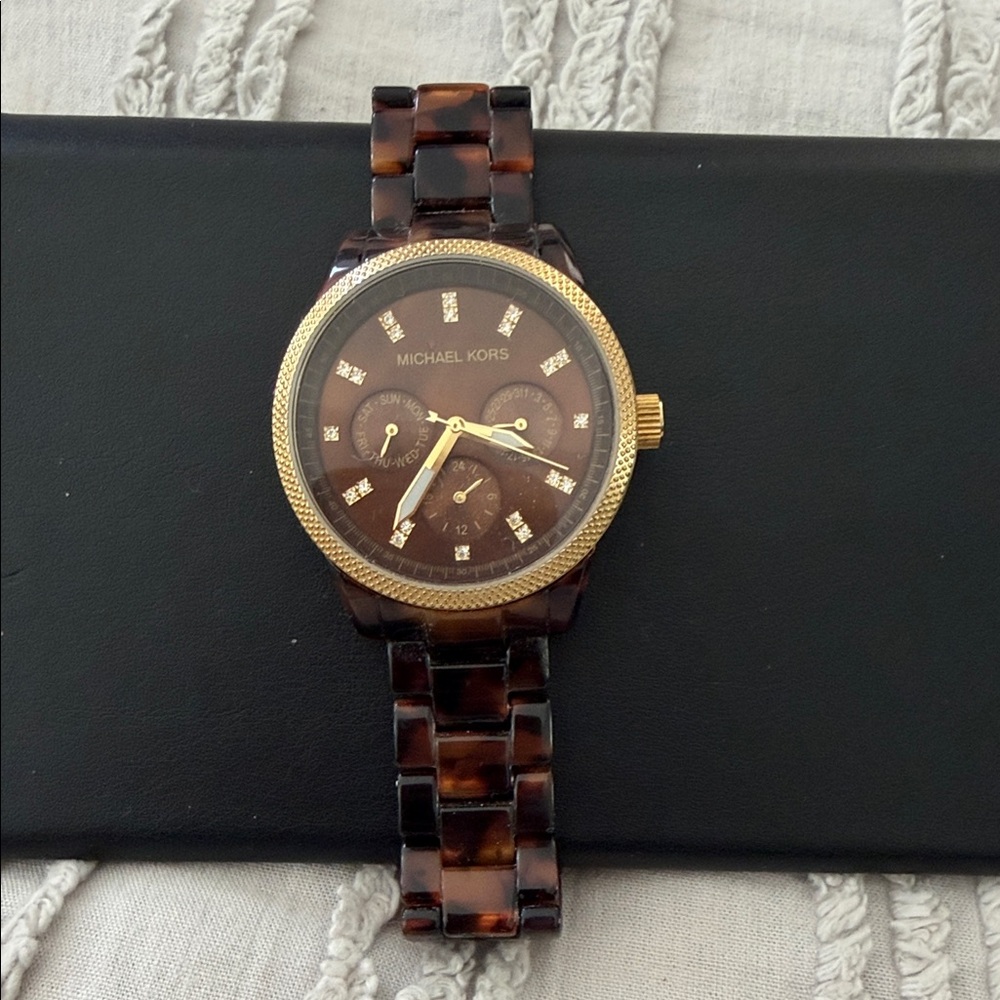 Michael Kors Gold and Brown Tortoiseshell Men’s Watch